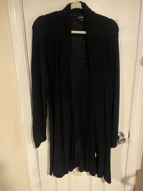 Elementz Black Open-Front Long Cardigan